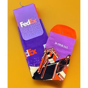 FedEx New Pair of Men's Crew Socks Logo Truck Purple Novelty Father's Day Fun